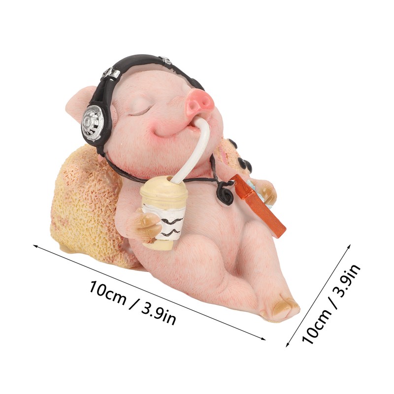 Pig Statue Mini Funny Casual Musical Resin Pig Art Figurine