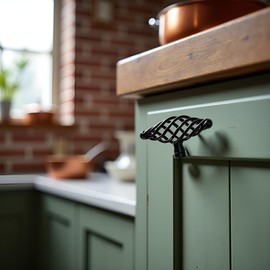ViaGasaFamido Birdcage Cabinet Pull Hardware - Kitchen Cabinet Drawer Handle with Wire Swirl Design Matte Black Wrought Iron (Includes Mounting Screws)