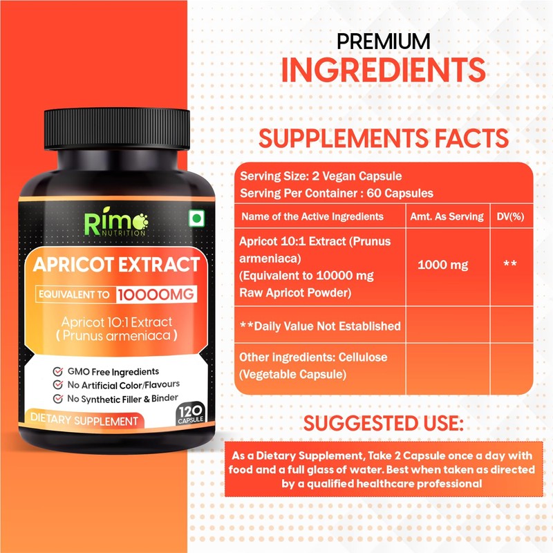 Rimo Nutrition Apricot Capsules (120 Capsules) (Pack of 1)