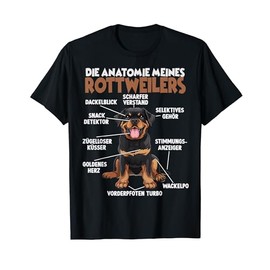 Rottweiler Dog Holder T Rottweiler Anatomy Dog Walking T-Shirt, black
