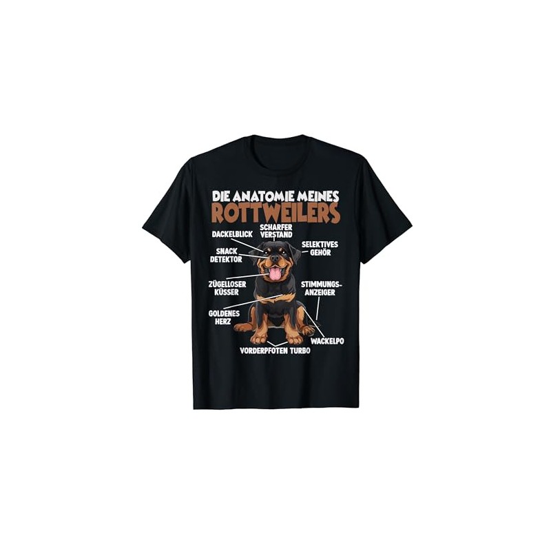Rottweiler Dog Holder T Rottweiler Anatomy Dog Walking T-Shirt, black