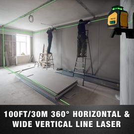 PREXISO 360° Laser Level with Tripod, 100Ft Dual Power Self Leveling Cross Line Laser- Wide Angle Vertical Line for Construction, Floor Tile, Renovation with Magnetic Base, Wall Panel Stand, Carry Bag