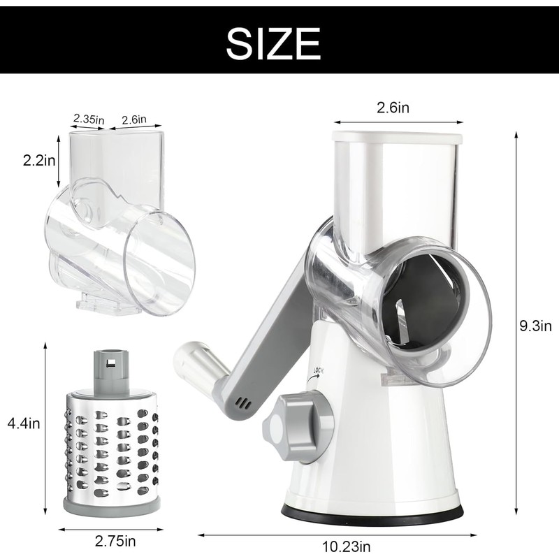 Cambom Rotary Cheese Grater Hand Crank Cheese Shredder for Fresh