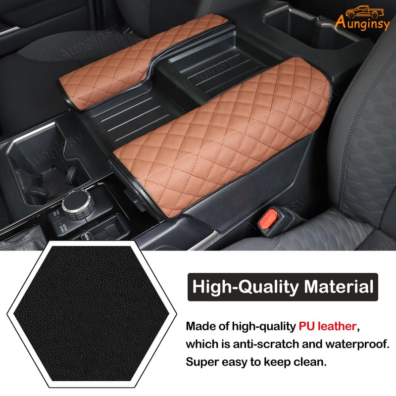 Car Leather Center Console Protector Cover Compatible with Toyota Tundra/Sequoia