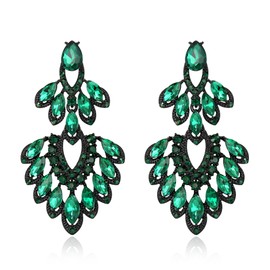 EVER FAITH Wedding Party Rhinestone Drop Earrings, Sparkling Crystal Vintage Art Deco Costume Statement Earrings for Women, Crystal, No Gemstone