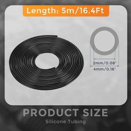 DMiotech Silicone Vacuum Tubing Hose Line, 16.4Ft 1/12"(2mm) Automotive Replacement Vacuum Hose, 1mm Wall Thickness High Temperature Vacuum Tube 130 PSI Max Pressure, Black