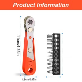 JSKWIKE Ratchet Wrench Magnetic 110 mm Ratchet Reversible Screwdriver Mini Ratchet Wrench for Gadgets Houses Machines and Other Devices