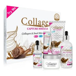 Crema Rejuvenecedora Colágeno, Baba Caracol, Hidrata Kit 5pz                                                                                          