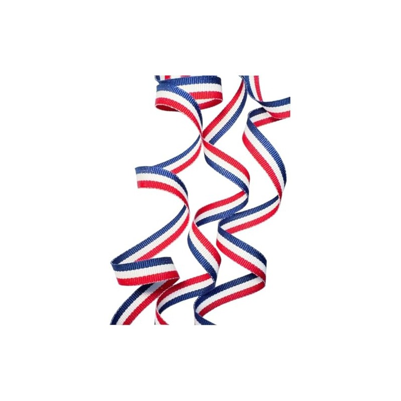 USA Made 3/8" Red/White/Blue Striped Grosgrain Ribbon - 10 Yards