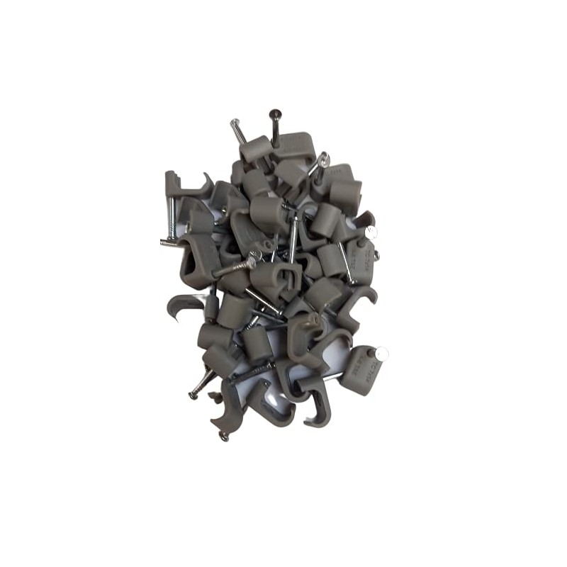 Twin & Earth Cable Clips & Fixing Nails Grey Flat