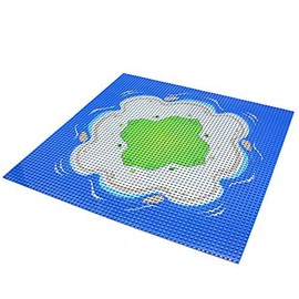 Feleph 4 Pieces Classic Blue Baseplate for City Road Beach, Ocean Island Street Water Base Plate 10 x 10 Inches, Pirates Sea Toy Kit for Building Bricks Compatible with All Major Brands (Curved 4PCS)