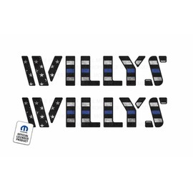 Decal Mods B&W Flag Willys Hood Graphic Decal/Sticker fits Jeep Wrangler JK/JL/JT (2018-2024) Black and White Flag Thin Blue Line (Set of 2) | FK3C8