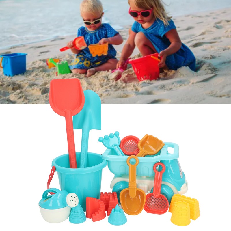 16pcs Kids Beach Toys Set Bucket Shovel Rake Sand Model