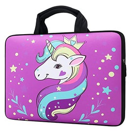 15 15.4 15.6 Inch Laptop Sleeve Carrying Bag Protective Case Neoprene Sleeve Tote Tablet Cover Notebook Briefcase Bag with Handle for Women Men (Unicorn,15")