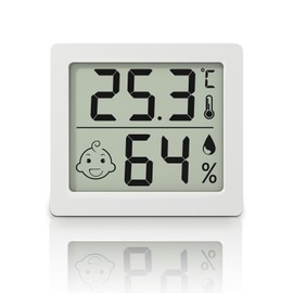 Digital Thermometer Hygrometer Ultra Thin 3.1 Inch Large Screen Electronic Thermo-Hygrometer Indoor Digital Display for Temperature and Humidity Temeo Hygro Indicator Meter (White)