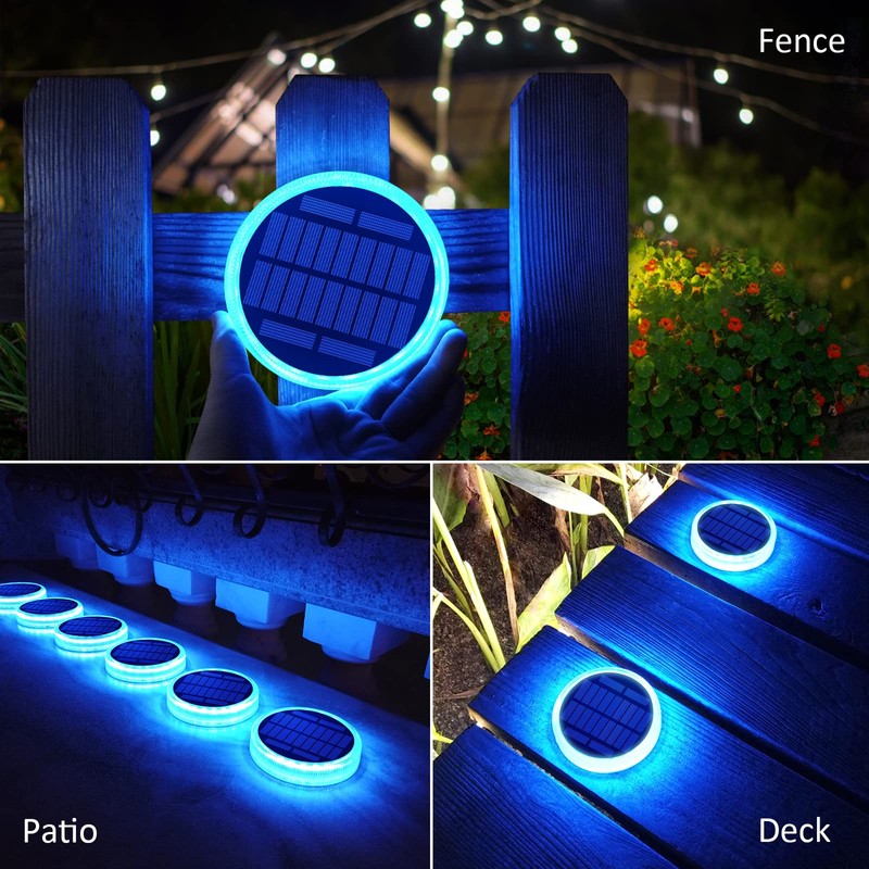 Blue Solar Deck Dock Lights Solar Powered, Step Warning Lights
