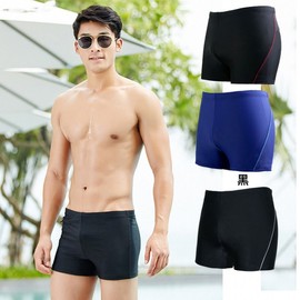 A810 Plus Size Men's Boxer Swim Trunks 5-Point Shorts Black and White Line 5-Point + XL 10ea