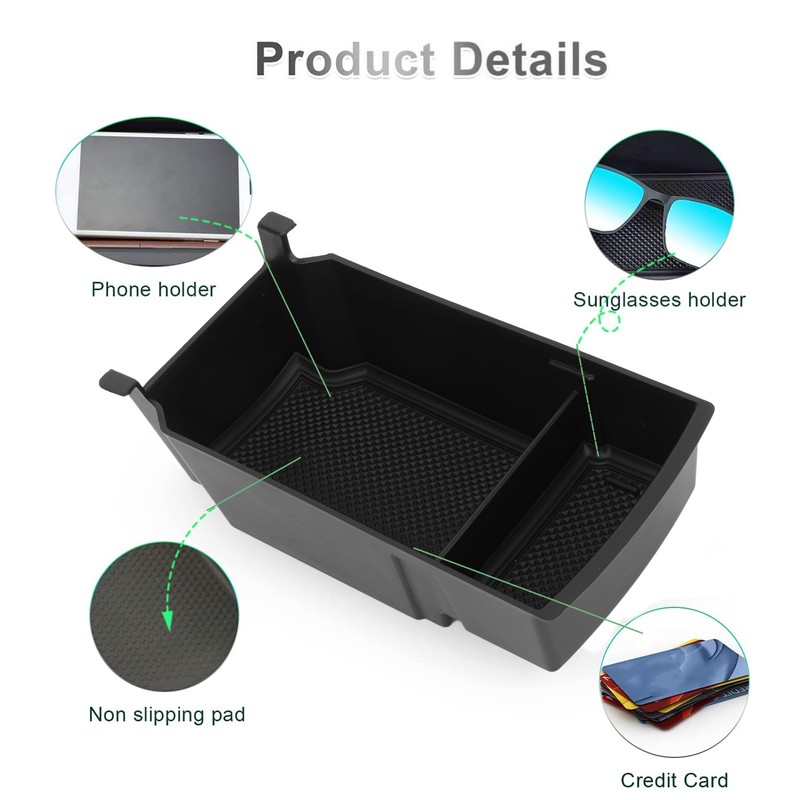 Center Console Organizer Tray Armrest Storage Box Slip Proof Replacement
