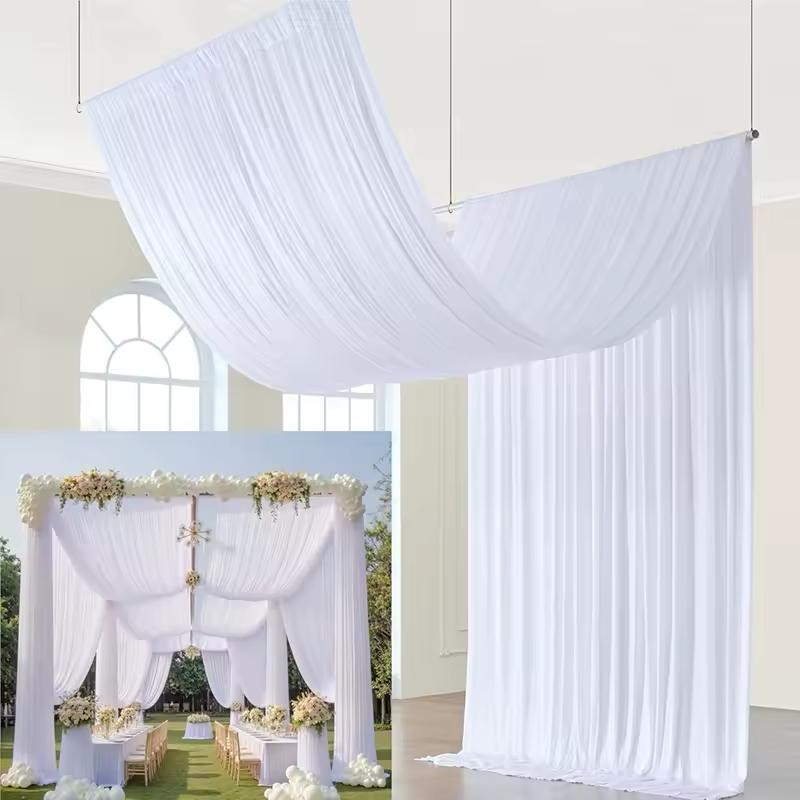 White Ceiling Drapes for Weddings and Parties – Polyester Backdrop