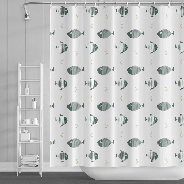 Baiyiguiyi Ocean Fish Shower Curtain, Tropical Marine Life Shower Curtain