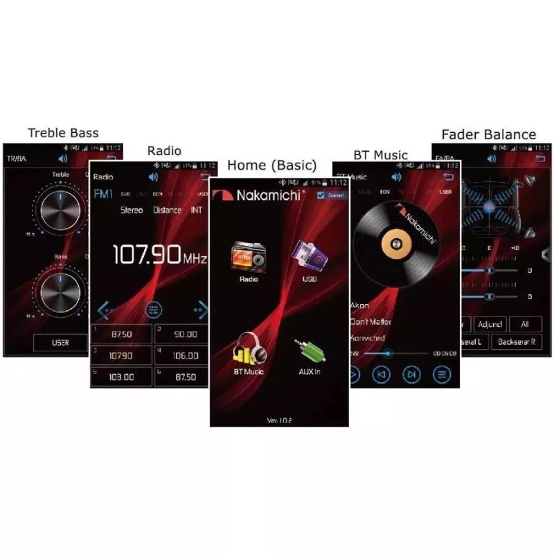 Nakamichi NQ711B 1-DIN Bluetooth USB AUX Radio Car stereo Digital