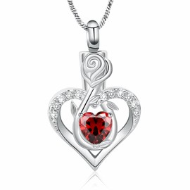 Yinplsmemory Infinity Heart Urn Ashes Necklace for Women Girl Cremation Jewelry Memorial Rose Flower Crystal Heart Urn Locket Ashes Keepsake Necklace