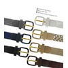 Belts.com Leather Covered Buckle Woven Elastic Stretch Belt, Navy, (L(37"-39")