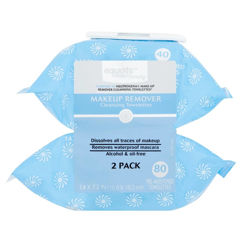 Equate Makeup Remover Cleansing Towelettes, For Delicate Skin, 40 Count,