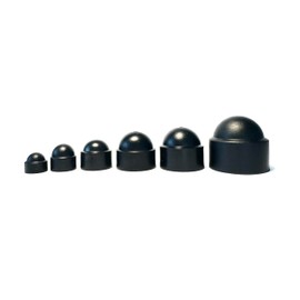 M10 (17mm Wrench) Black Plastic Dome - Nut & Bolt Hex Shaped Protective Cover Cap - (20 Pack)