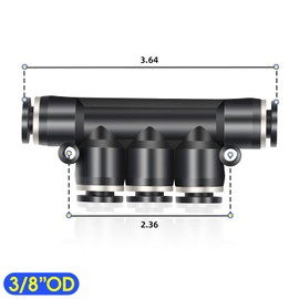 TAILONZ PNEUMATIC 3/8 Inch OD 5Pcs Straight Push Connectors Plastic Quick Release Connectors Air Line Fittings PK-3/8(5 Way)