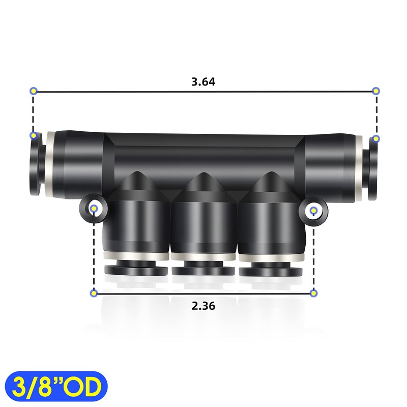 TAILONZ PNEUMATIC 3/8 Inch OD 5Pcs Straight Push Connectors Plastic