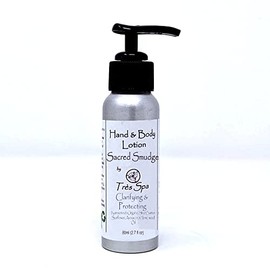 Organic Lotion Sacred Smudge by Très Spa - Herbs, Woods, & Citrus blend of pure essential oils with light and nourishing Organic Shea butter, Sunflower, Avocado, & Seed oils | Vegan | Cruelty Free (80ml Travel Size)