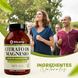 Citrato De Magnesio De 365 Cápsulas | Solasta® Sabor Sin Sabor