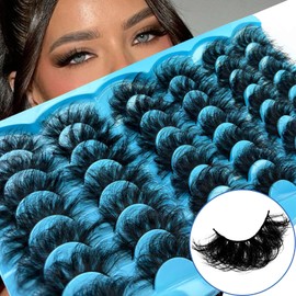 False Eyelashes 21 Pairs Fluffy Mink Lashes 25mm Russian Strip Lashes Wispy Super Soft Eyelashes Full False Eyelashes by FOINEMYED