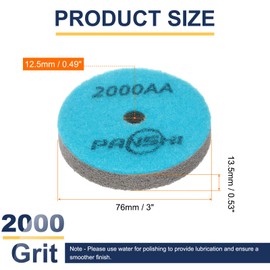 sourcing map Diamond Sponge Polishing Pads 3" Dia 2000 Grit Emery Sand Fiber Polishing Pad Wet Use Buffing Pad for Stone Concrete Marble Grinder Polisher Buffing Wheel, Blue Grey