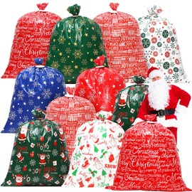 Abbylike 16 Pcs Large Christmas Gift Bags Jumbo Christmas Present Bags, 44'' x 36'' Giant Oversize Huge Xmas Goody Extra Large Goodie Bags with Tags for Holiday Treats, Heavy Duty Party Favor Supplies