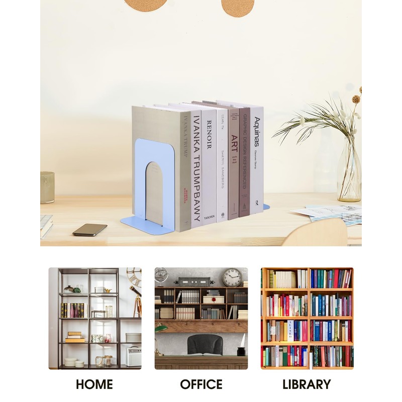 Honagu Bookends, Metal Book Ends, Bookends for Shelves, Book Holder