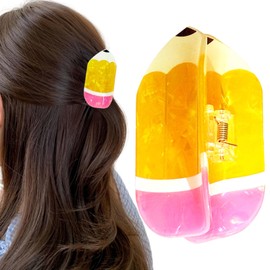 Back to School Hair Clips Yellow Pencil Hair Claw Clip for Women Pencil Hair Accessories for Thick Teacher Appreciation Gift for Teacher (Yellow1)