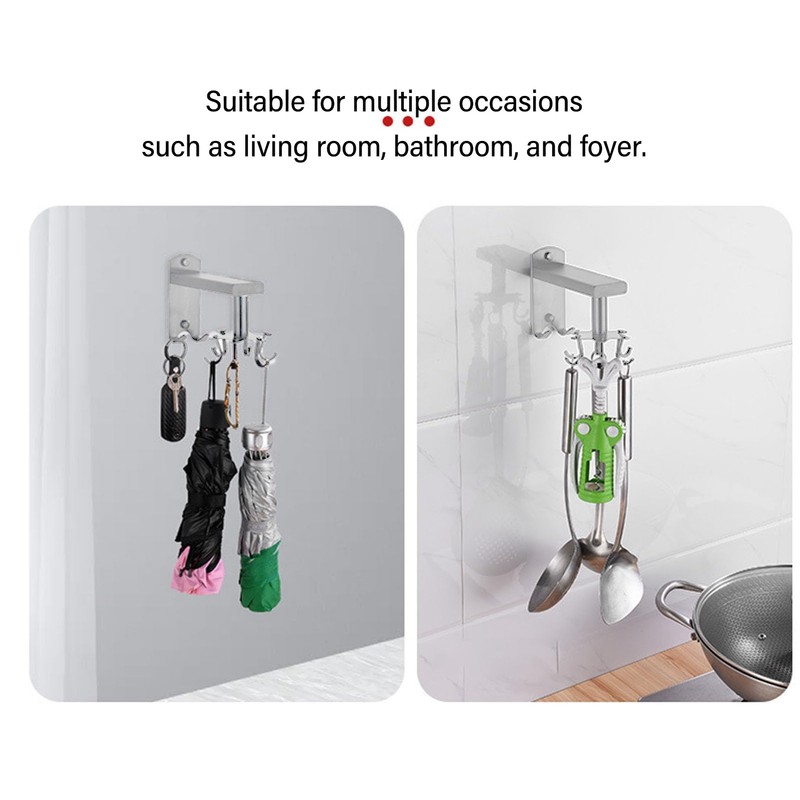 JHS-TECH Rotating Kitchen Hooks, 360 Degree Rotating Aluminum Wall Hooks