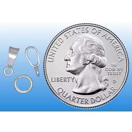 PISilver 925 Sterling Silver Small Bail Split Ring Charm Pendant Clasp Connector Finding - 1 pc