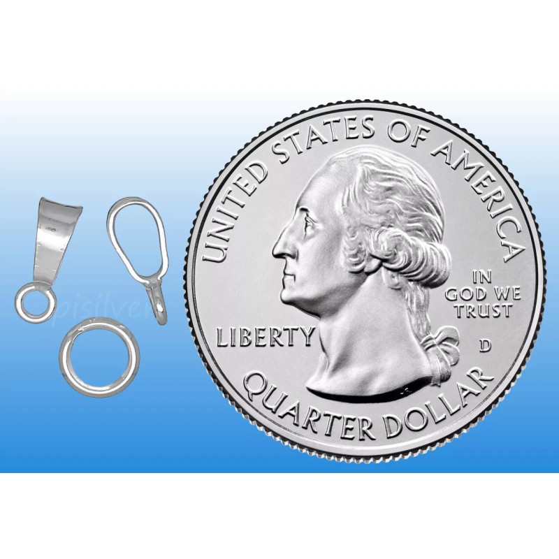 PISilver 925 Sterling Silver Small Bail Split Ring Charm Pendant