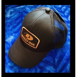 mossy oak BLACK 6 Panel Structured Hat/cap,MESH BACK,adjustabl