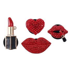 4Pcs Red Lip Air Vent Clips,Bling Car Fresheners Vents Clips, Car Rhinestone Interior Decoration for Women