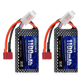 URGENEX Lipo Battery 7.4V 1100mAh 35C(Burst 70C) Dean-Style T Plug 2S Rechargeable RC Battery Fit for HAIBOXING BEZGAR Truck HBX 16889 16890A 18690SA 3100A HS181 HM181 HM165 Most 1/10 1/16 1/18 RC Car