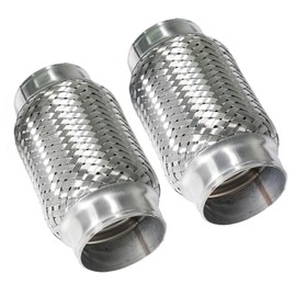 Simnliras 2.25 inch Exhaust Flex Pipe, 2.25" x 3.3"w, Stainless Steel Heavy Duty Double Braid Exhaust Flex Tube, 6" Overall Length, 2 Pack