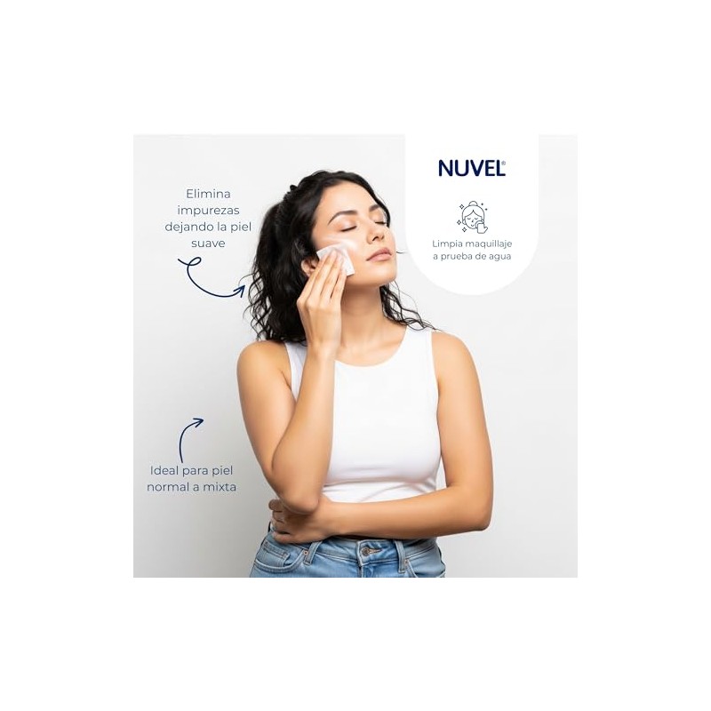Nuvel Toallitas Desmaquillantes Hidratantes para Rostro y Ojos, 25 Piezas