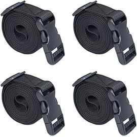 Utility Straps Tie Down Straps with Buckle Quick-Release Adjustable Nylon Camping Sleeping Bag Straps Black 4 Pack (6 feet, Black)