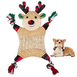 Christmas Dog Toys, Xmas Squeaky Dog Toy for Puppy Small Medium Large Dogs, Dog Christmas Toys Reindeer Dog Chew Toys, Durable Tug of War Interactive Plush Knot Dog Toys, Christmas Dogs Gifts
