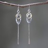 Marquis silver hammered texture earrings with brass circle and silver