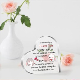 Acrylic Plaques Wife Husband Heart Ornaments Valentine's Day My Woman Man Birthday Gifts Desk Sign Romantic Sweetheart Wedding Anniversary Home Decoration Christmas Keepsakes Engagement Soulmates